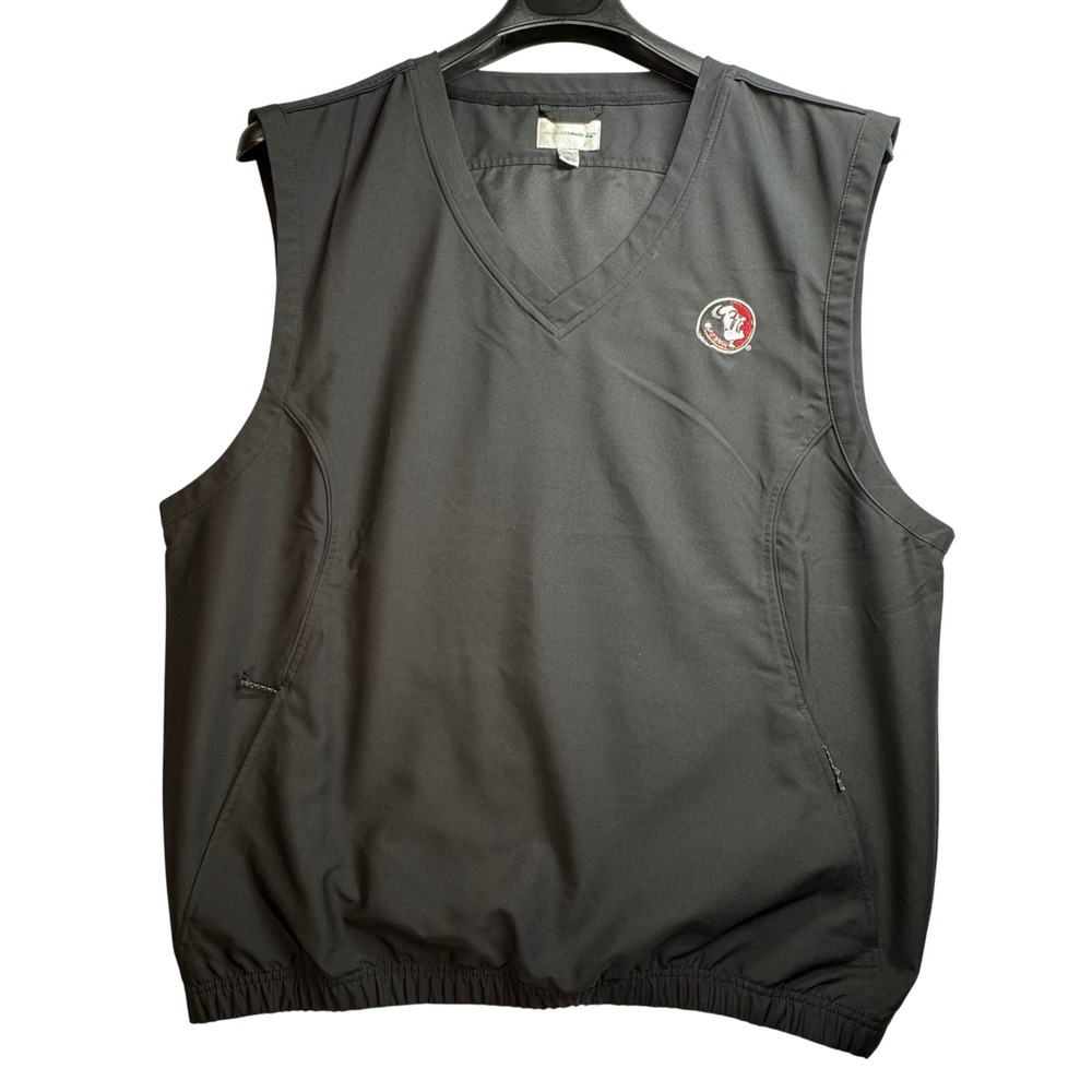 Cutter & Buck Windtec Astute Vest Golf VNeck Pullover FSU Seminoles Black Men XL